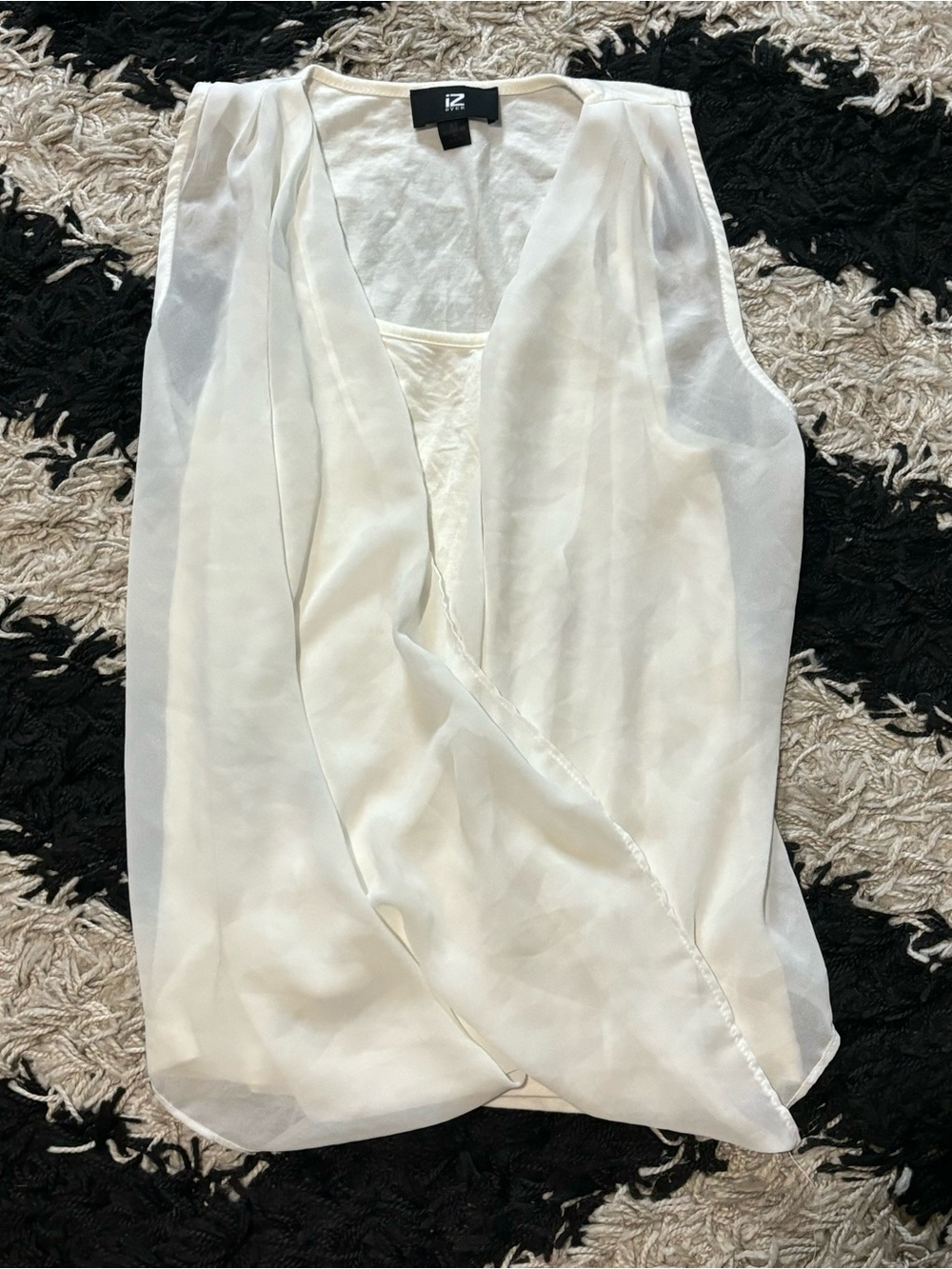 Iz Byer Vintage 90s Boho White Flowy Sheer Layered Wrap Tank Top Women’s XS